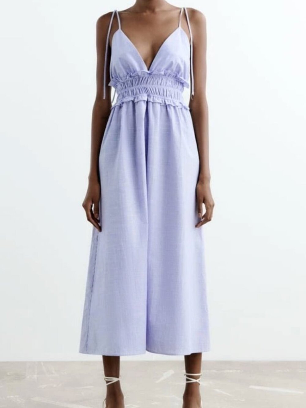 Zara Cotton Striped Midi Dress
